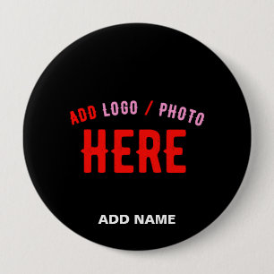 BADGE ROND 10 CM MODERNE ET MODERNE PERSONNALISABLE NOIR VÉRIFIÉ