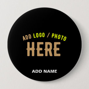 BADGE ROND 10 CM MODERNE ET MODERNE PERSONNALISABLE NOIR VÉRIFIÉ