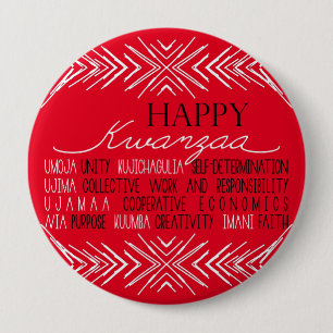 Badge Rond 10 Cm Moderne Happy Kwanzaa