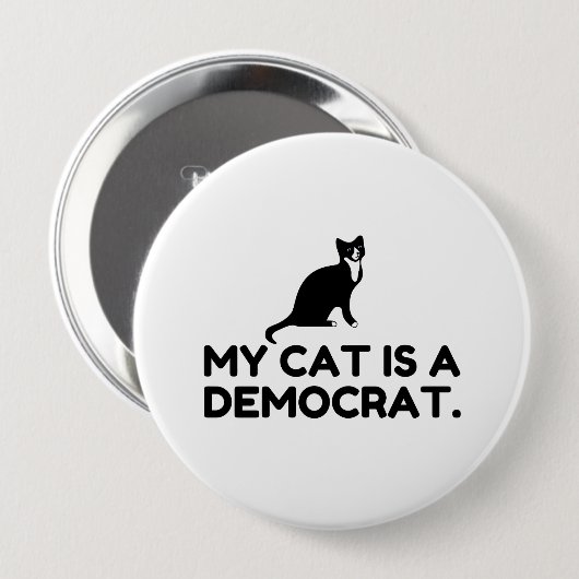 Badge Rond 10 Cm Mon Chat Est Démocrate (Devant & derrière)
