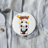Badge Rond 10 Cm Mon Panda de Fête Mignon (En situation)