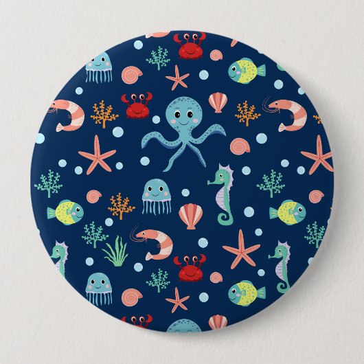 Badge Rond 10 Cm Monde marin (Devant)
