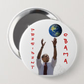 Badge Rond 10 Cm Monde Obama, OBAMA, PRÉSIDENT (Devant & derrière)