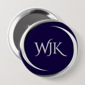 Badge Rond 10 Cm Monogramme bleu marine (Devant & derrière)