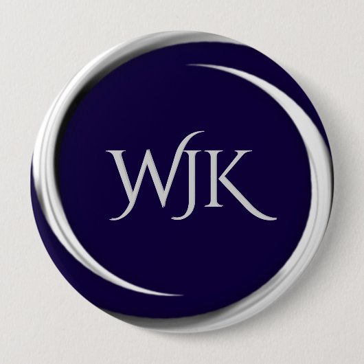Badge Rond 10 Cm Monogramme bleu marine (Devant)