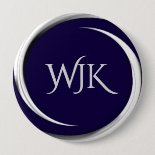 Badge Rond 10 Cm Monogramme bleu marine