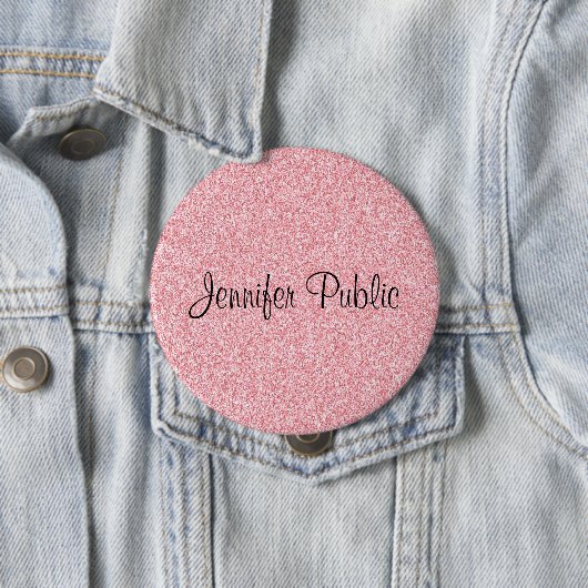 Badge Rond 10 Cm Monogramme Elegant Rose Parties scintillant or Loo (En situation)