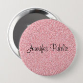 Badge Rond 10 Cm Monogramme Elegant Rose Parties scintillant or Loo (Devant & derrière)