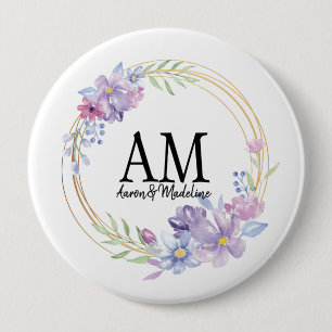 Badge Rond 10 Cm Monogramme floral personnalisé Bouquet Lilac