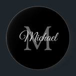 Badge Rond 10 Cm Monogramme Lettre initiale Nom Modèle noir Énorme<br><div class="desc">Monogramme personnalisé Nom Modèle noir élégant tendance énorme bouton rond.</div>