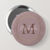 Badge Rond 10 Cm Monogramme Rose or élégant Modèle moderne (Devant & derrière)