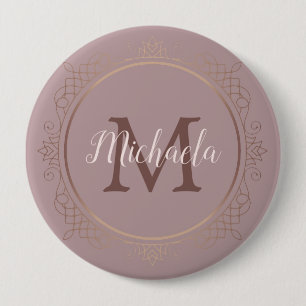 Badge Rond 10 Cm Monogramme Rose or élégant Modèle moderne