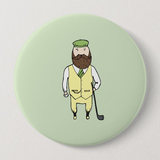 Badge Rond 10 Cm Monsieur dans le club de golf (Devant)