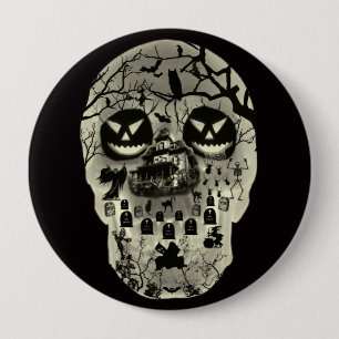 Badge Rond 10 Cm Moon Skull Button