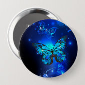 Badge Rond 10 Cm Morpho Butterfly in the Dark Background (Devant & derrière)