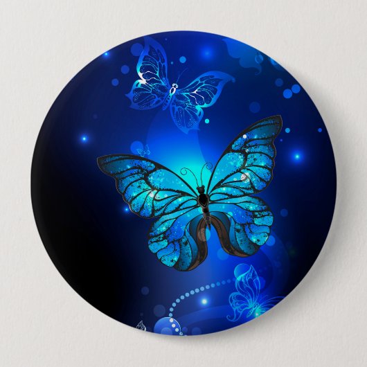 Badge Rond 10 Cm Morpho Butterfly in the Dark Background (Devant)