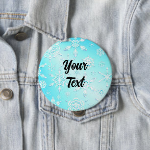 Badge Rond 10 Cm Motif Crystal Snowflakes