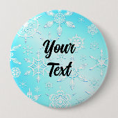 Badge Rond 10 Cm Motif Crystal Snowflakes (Devant)
