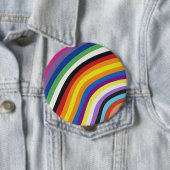 Badge Rond 10 Cm Motif de bandes colorées (En situation)