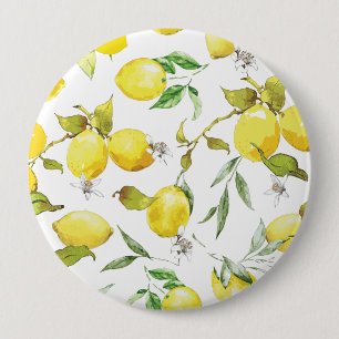 Badge Rond 10 Cm Motif de citron à l'aquarelle