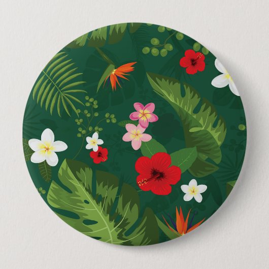 Badge Rond 10 Cm Motif de feuilles tropicales (Devant)