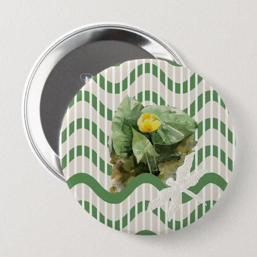 Badge Rond 10 Cm Motif de nénuphars (Devant & derrière)