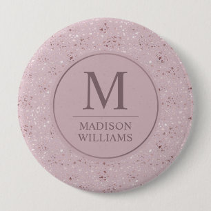 Badge Rond 10 Cm Motif Pailleté Rose Pâle Douceur Personnalisé