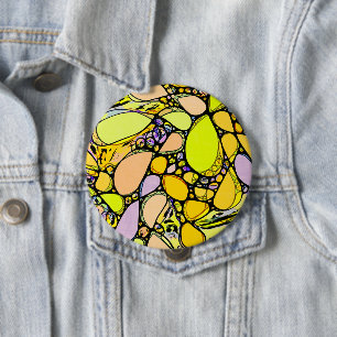 Badge Rond 10 Cm Motif Peint À La Main Et Numériquement Art 13