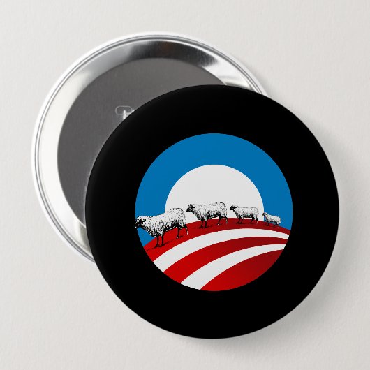 Badge Rond 10 Cm Moutons d'Obama (Devant & derrière)