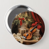 Badge Rond 10 Cm Musique violon de Noël (Devant & derrière)