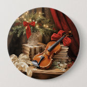 Badge Rond 10 Cm Musique violon de Noël (Devant)