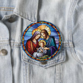 Badge Rond 10 Cm Nativité en verre tendu Noël (En situation)