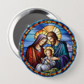 Badge Rond 10 Cm Nativité en verre tendu Noël (Devant & derrière)