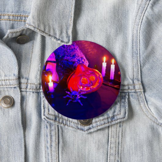Badge Rond 10 Cm Neon Halloween pumpkins (En situation)