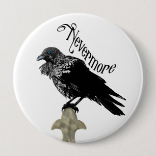 Badge Rond 10 Cm Nevermore Raven