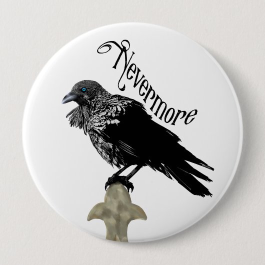 Badge Rond 10 Cm Nevermore Raven (Devant)