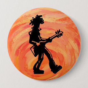 Badge Rond 10 Cm New York Boogie Nights Guitare Orange