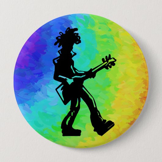 Badge Rond 10 Cm New York Boogie Nights Guitare Rainbow (Devant)