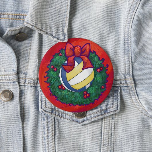 Badge Rond 10 Cm Noël de volley-ball (En situation)