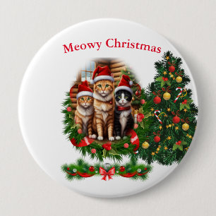 Badge Rond 10 Cm Noël des Chats