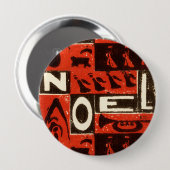 Badge Rond 10 Cm Noel Rouge (Devant & derrière)