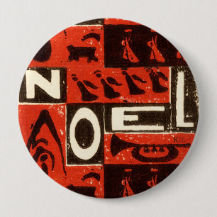 Badge Rond 10 Cm Noel Rouge