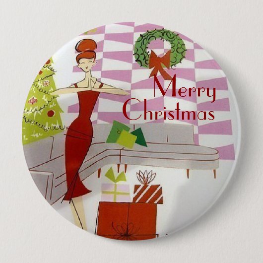 Badge Rond 10 Cm Noël vintage (Devant)