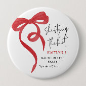 Badge Rond 10 Cm Noeud Papillon Rouge Coquette Demoiselle d'Honneur (Devant)