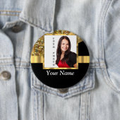 Badge Rond 10 Cm Noir personnalisé et or (En situation)