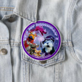 Badge Rond 10 Cm Noix le bouton d'anniversaire de magicien (En situation)