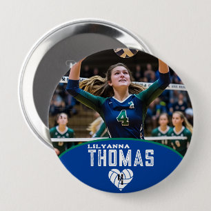 Badge Rond 10 Cm Nom du joueur de volleyball d'image personnalisée