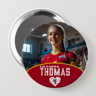Badge Rond 10 Cm Nom du joueur de volleyball d'image personnalisée