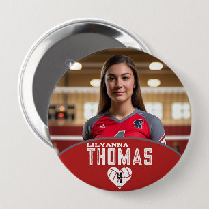 Badge Rond 10 Cm Nom du joueur de volleyball d'image personnalisée