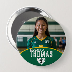 Badge Rond 10 Cm Nom du joueur de volleyball d'image personnalisée